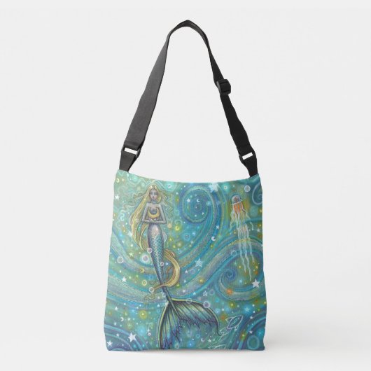 Sparkles Mermaid Fantasy Art van Molly Harrison Crossbody Tas (Voorkant)