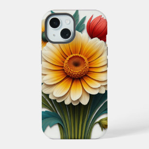 Sparkles Petals: Een 4D bloemrijke fantasie iPhone 15 Case