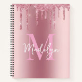 sparkles Pink glitter monogram name girly Notitieboek (Voorkant)