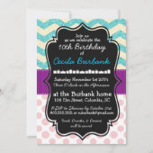 Sparkles & Polka Dots Birthday Uitnodiging (Voorkant)