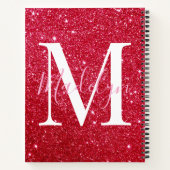 Sparkles Red Glitter Monogram Naam Girly Notitieboek (Achterkant)