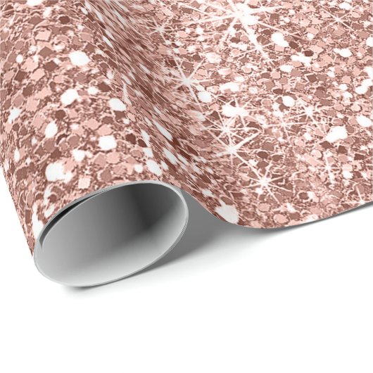 Sparkles — Roos Gold2 Faux Glitter Cadeaupapier (Rol Hoek)