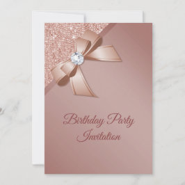 Sparkles & Roos Gold Glamor Birthday Party Kaart