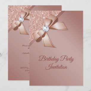 Sparkles & Roos Gold Glamor Birthday Party Kaart