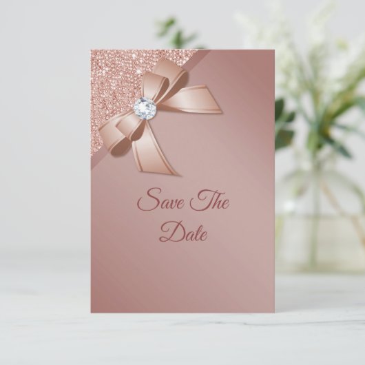 Sparkles & Roos Gold Glamor Birthday Party Save The Date (Staand voorkant)