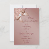 Sparkles & Roos Gold Glamor Birthday Party Save The Date (Achterkant)