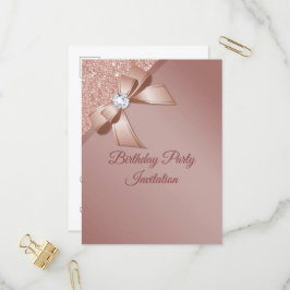 Sparkles & Roos Gold Glamor Birthday Party Uitnodiging Briefkaart