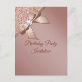 Sparkles & Roos Gold Glamor Birthday Party Uitnodiging Briefkaart (Voorkant)
