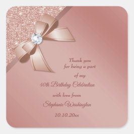 Sparkles & Roos Gold Glamor Birthday Party Vierkante Sticker