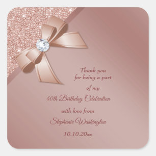 Sparkles & Roos Gold Glamor Birthday Party Vierkante Sticker