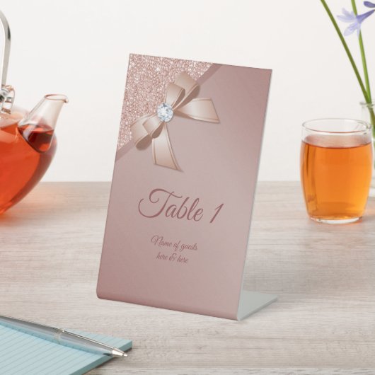 Sparkles & Roos Gouden Glamour Tafelnummer Reclamebord Met Voetstuk (Insitu)