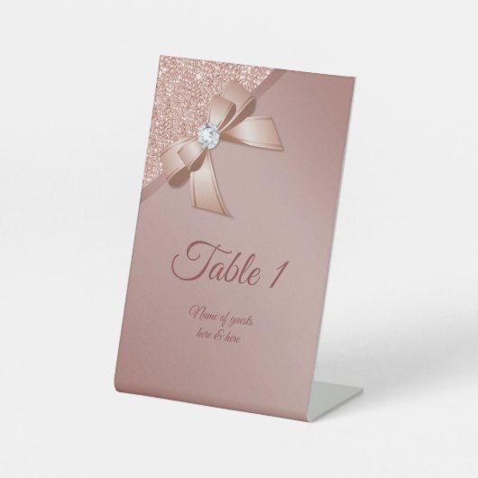 Sparkles & Roos Gouden Glamour Tafelnummer Reclamebord Met Voetstuk (Voorkant)