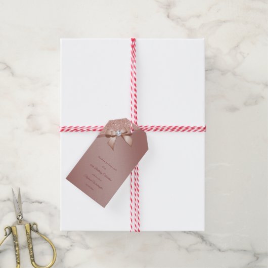 Sparkles & Rose Gold Glamour Verjaardagsfeestje Cadeaulabel (Met Touw)