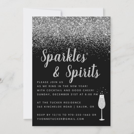 Sparkles & Spirits | Nieuwe jaren Eve Partij Kaart (Voorkant)