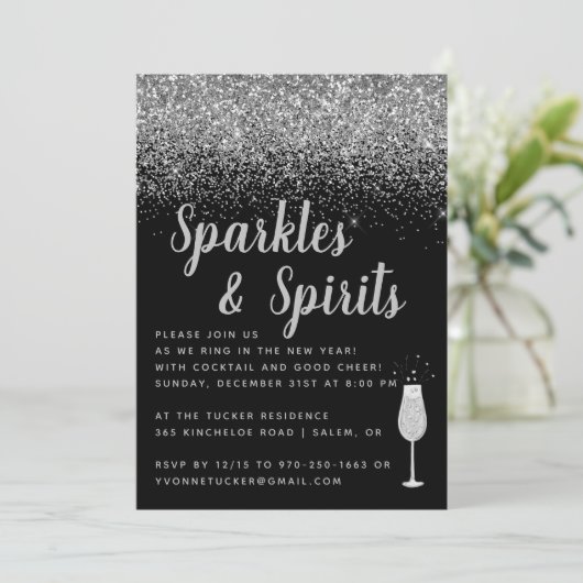 Sparkles & Spirits | Nieuwe jaren Eve Partij Kaart (Staand voorkant)