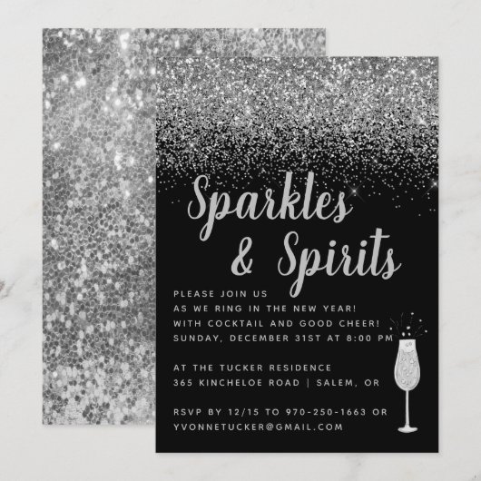 Sparkles & Spirits | Oud en Nieuw-feest Kaart (Voorkant / Achterkant)