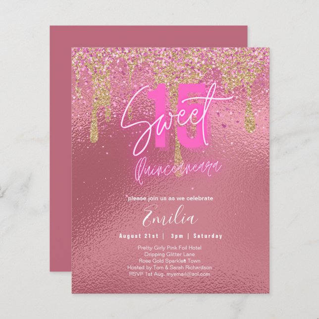 Sparkles Sweet16  Meisje Roze 16e Verjaardag (Voorkant / Achterkant)