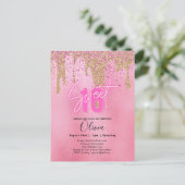 Sparkles Sweet16 Meisje Roze 16e Verjaardag Briefkaart (Staand voorkant)