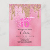 Sparkles Sweet16 Meisje Roze 16e Verjaardag Briefkaart (Voorkant)