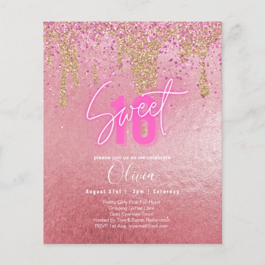 Sparkles Sweet16 Roze Glitterij Verjaardag (Voorkant)