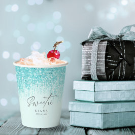 Sparkles Sweet Sixteen Blauwgroen ID912 Papieren Bekers