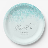 Sparkles Sweet Sixteen Blauwgroen ID912 Papieren Bordje (Voorkant)