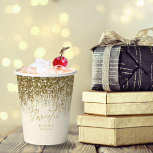 Sparkles Sweet Sixteen Gold ID912 Papieren Bekers