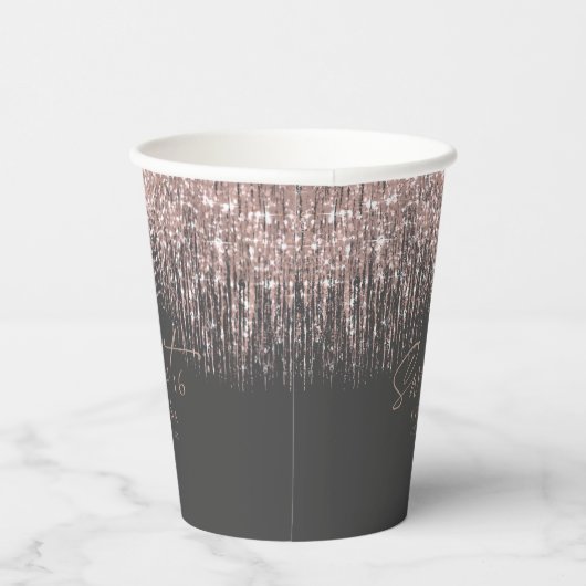 Sparkles Sweet Sixteen Roos Gold/Blk ID912 Papieren Bekers (Rechts)