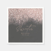 Sparkles Sweet Sixteen Roos Gold/Blk ID912 Servet (Voorkant)