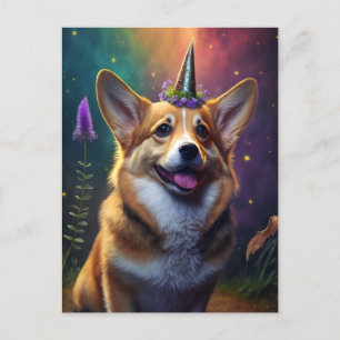 Sparkles the Unicorn Corgi - Rainbow Briefkaart