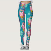 Sparkles Unicorn Party Blue Stippen Leggings (Voorkant)