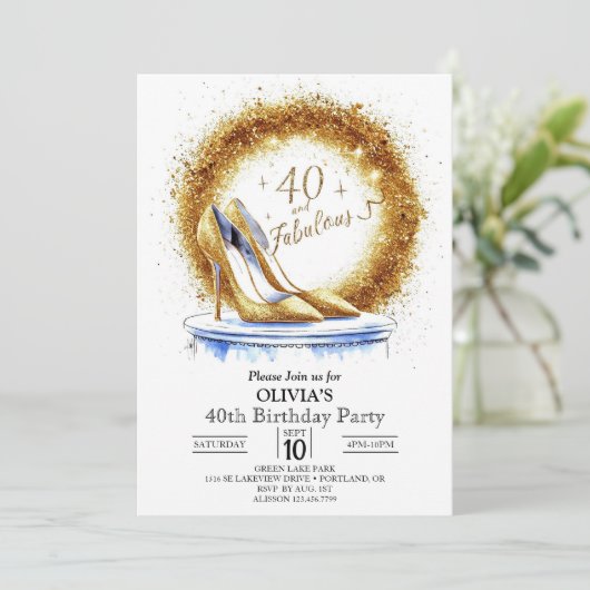 Sparkles Vrouwen Digitaal Goud 40e Verjaardag Kaart (Staand voorkant)