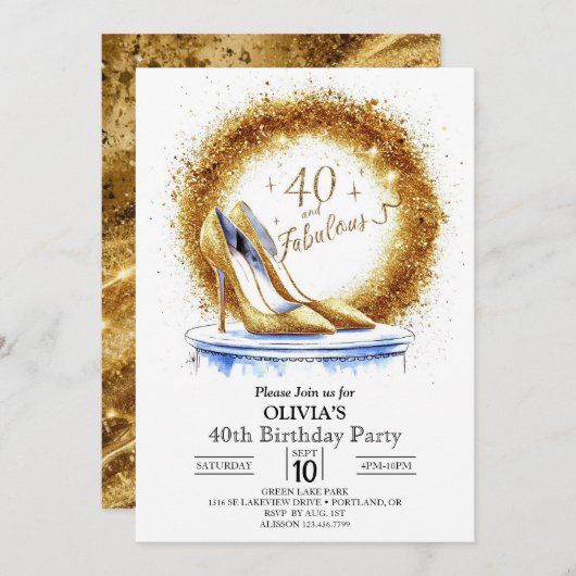 Sparkles Vrouwen Digitaal Goud 40e Verjaardag Kaart (Voorkant / Achterkant)