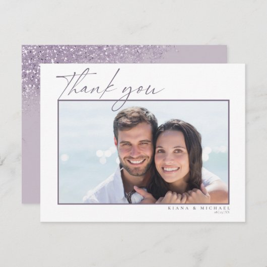 Sparkles Wedding Bedankt Mauve ID889 (Voorkant / Achterkant)