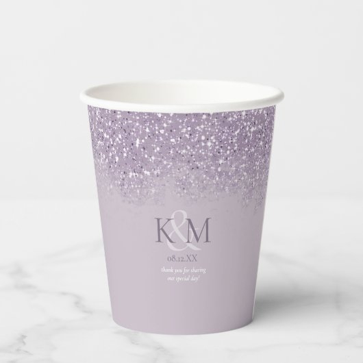 Sparkles Wedding Initialen Mauve ID889 Papieren Bekers (Achterkant)