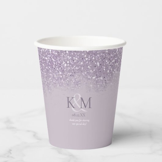 Sparkles Wedding Initialen Mauve ID889 Papieren Bekers (Voorkant)