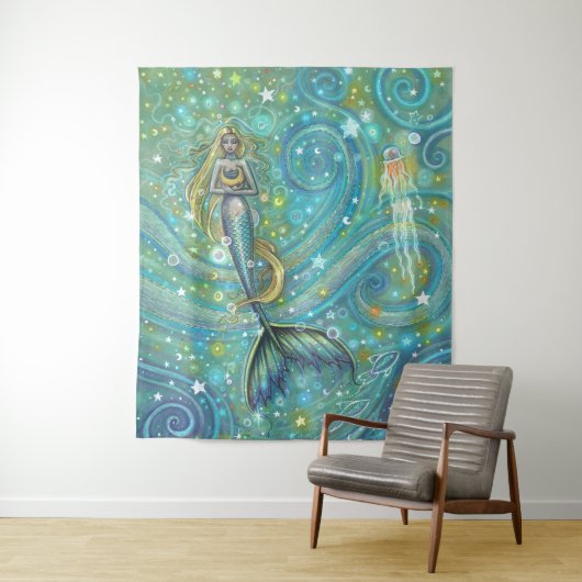 Sparkles Zee Zeemeermin en kwal Wall Hanging Wandkleed (In situ)