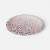 Sparkles zilver en roze girale partij papieren bordje (Gekanteld)