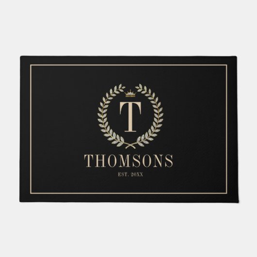 Sparkli laurel met monogram deurmat (Voorkant)