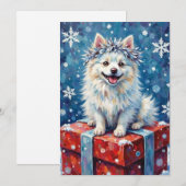 Sparkling American Eskimo Dog Festive Gift Cushion Feestdagenkaart (Voorkant / Achterkant)