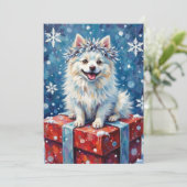 Sparkling American Eskimo Dog Festive Gift Cushion Feestdagenkaart (Staand voorkant)