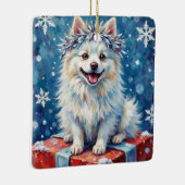 Sparkling American Eskimo Dog Festive Gift Cushion Keramisch Ornament (Rechts)
