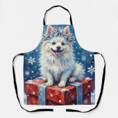 Sparkling American Eskimo Dog Festive Gift Cushion Schort (Voorkant)
