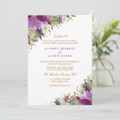Sparkling Amethist Paarse Bloemen Bruiloft Kaart (Staand voorkant)