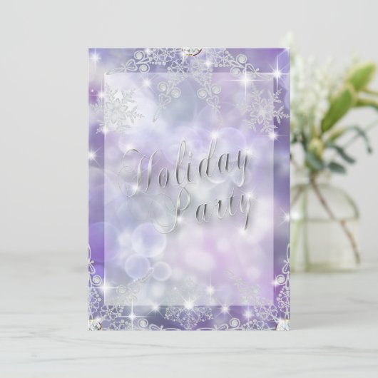 Sparkling Amethyst Bokeh Lights Holiday Party Kaart (Staand voorkant)