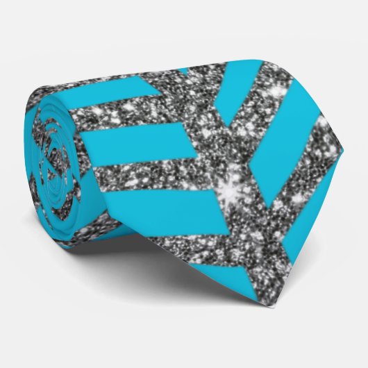 Sparkling Aqua Blue Glitter Stropdas (Opgerold)