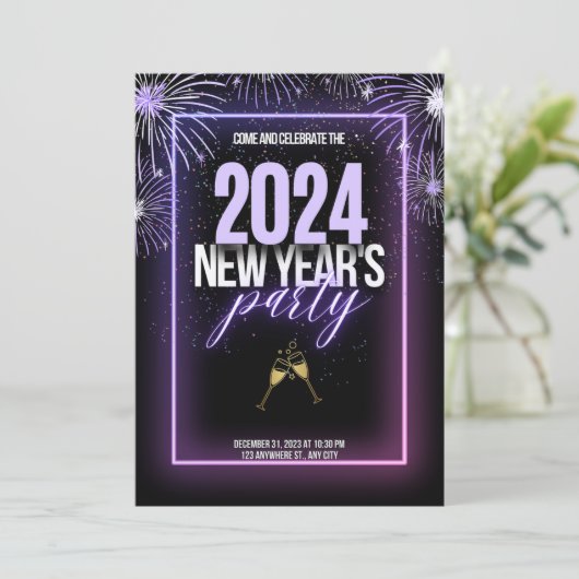 Sparkling Beginnings: Uitnodiging voor nieuwjaarsv (Staand voorkant)