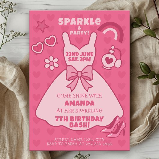 Sparkling Birthday Bash voor meisjes met glamour Kaart
