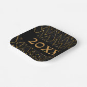 Sparkling Black & Chevron | Custom Gold Nieuwjaar Papieren Bordje (Gebogen)