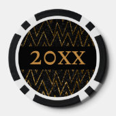 Sparkling Black & Chevron | Custom Gold Nieuwjaar Poker Chips (Achterkant)